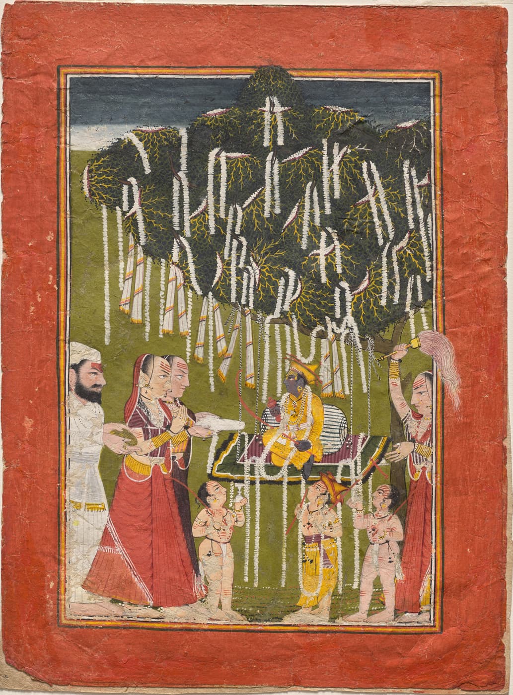 Adoration of Young Krishna by Unknown, Pahari