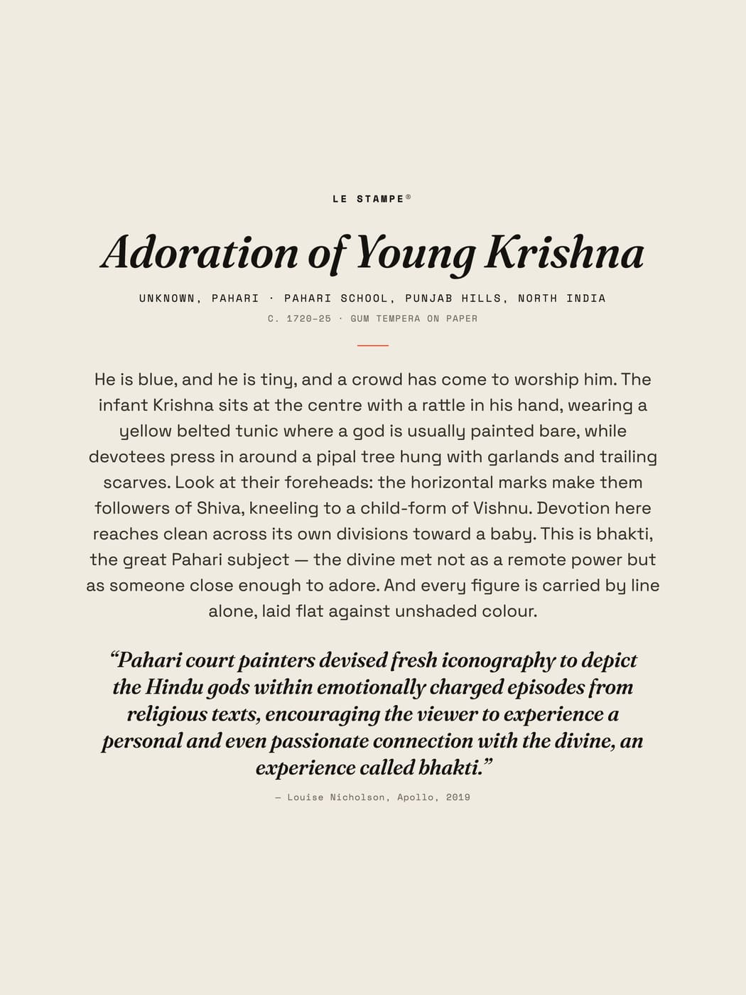 Adoration of Young Krishna, story print