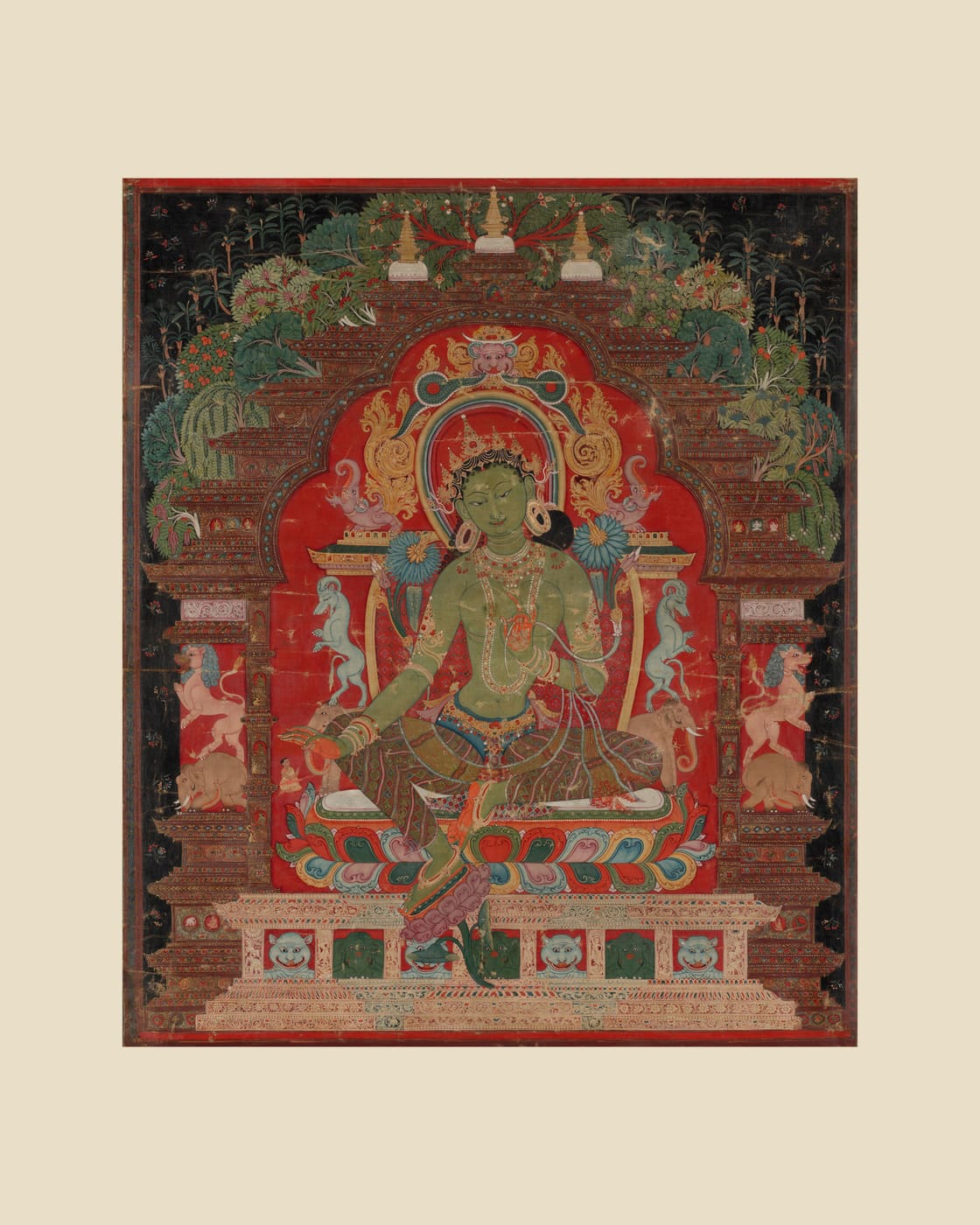 Green Tara, beige border
