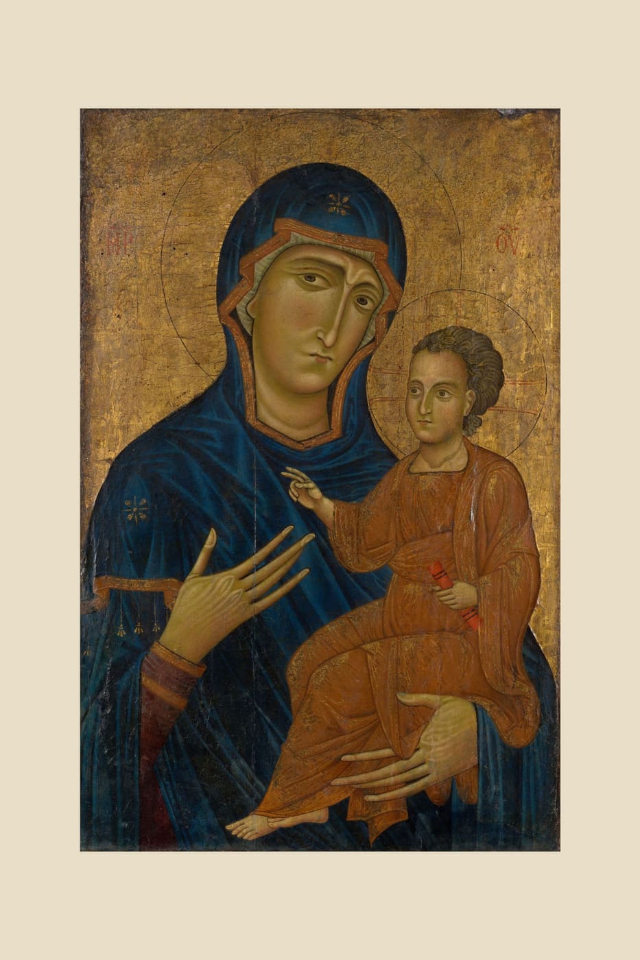 Madonna and Child, beige border