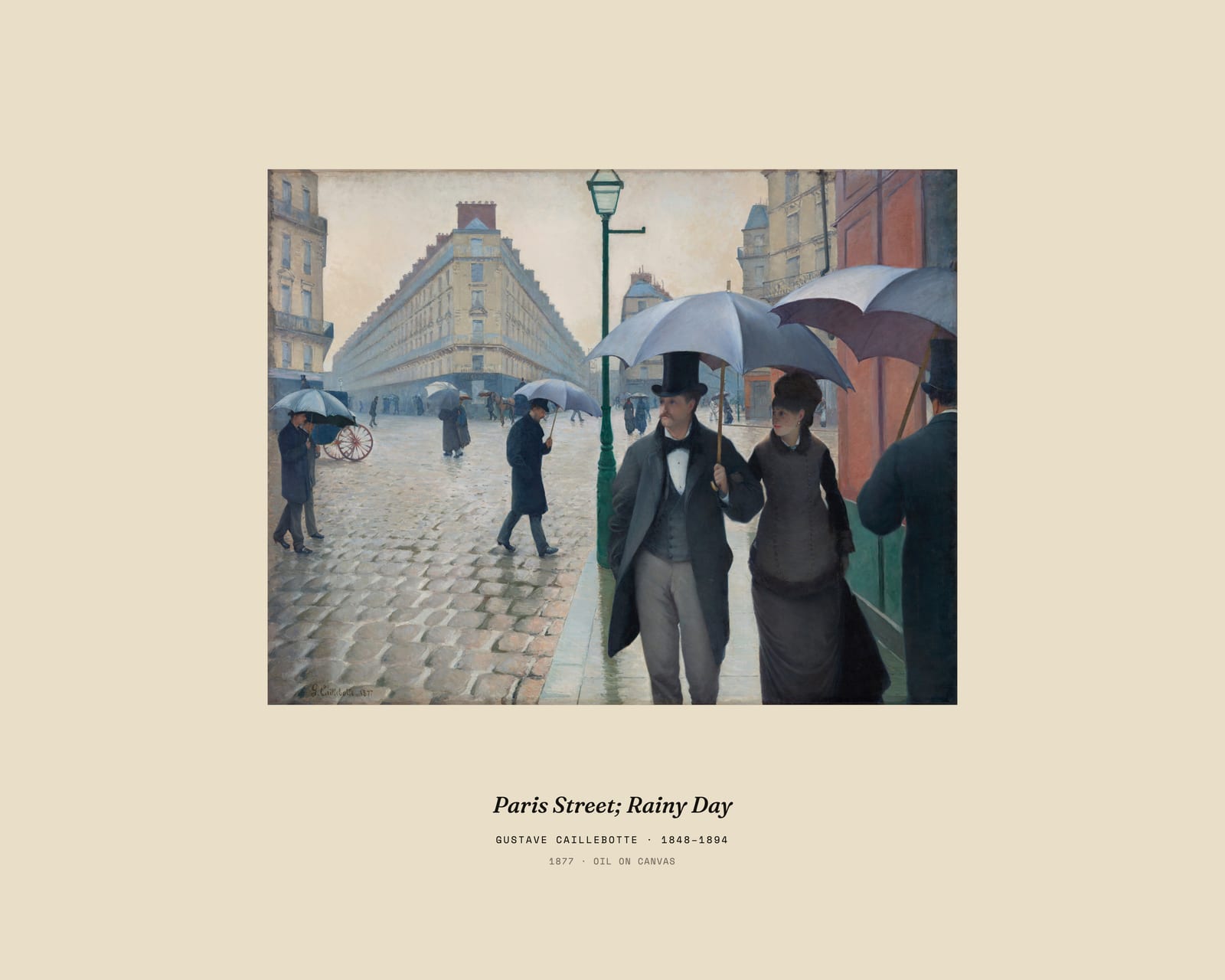 Paris Street; Rainy Day, museum caption