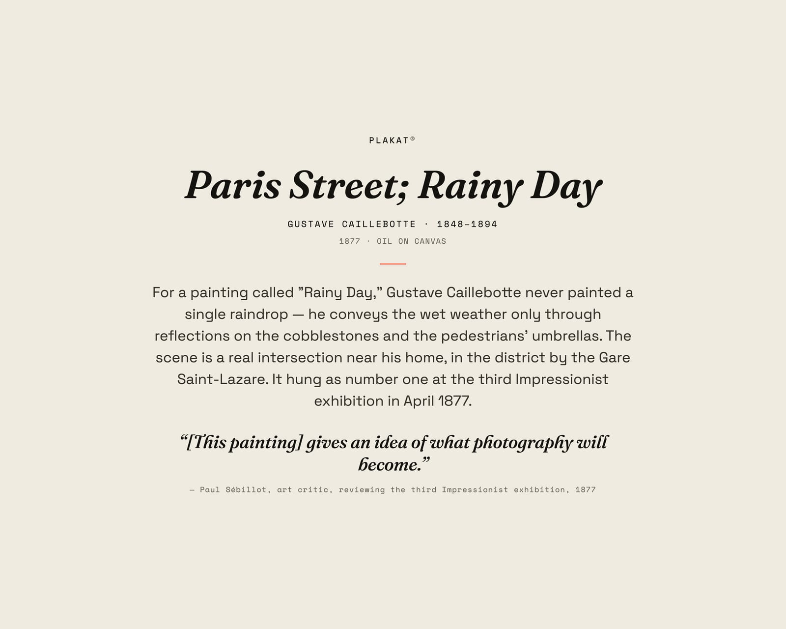 Paris Street; Rainy Day, story print