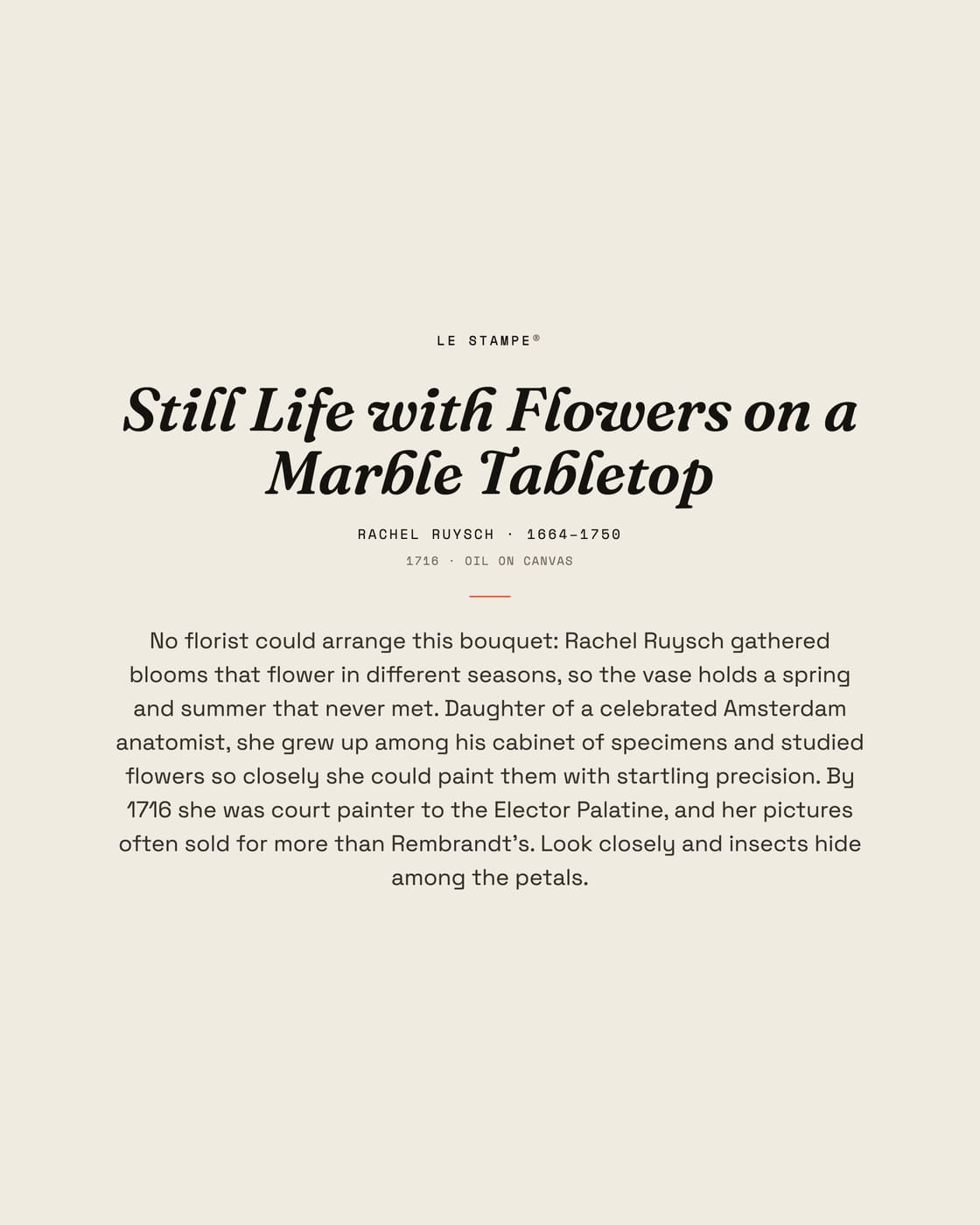 Still Life with Flowers on a Marble Tabletop, story print