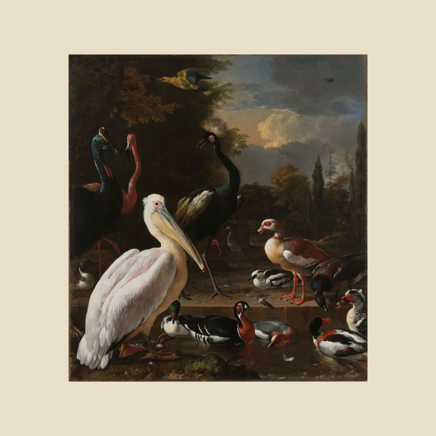 The Floating Feather, beige border
