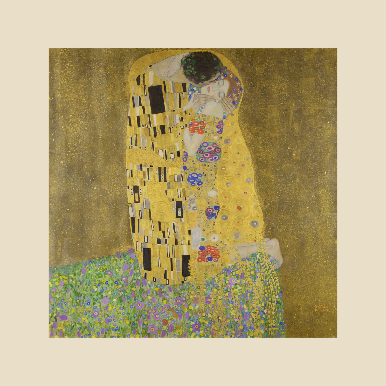 The Kiss, beige border
