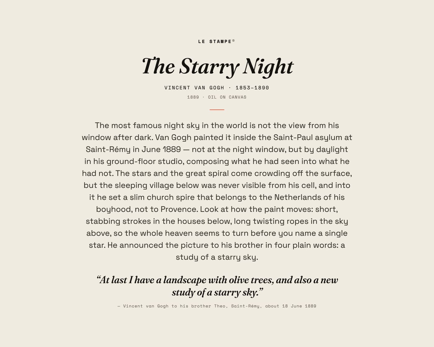 The Starry Night, story print
