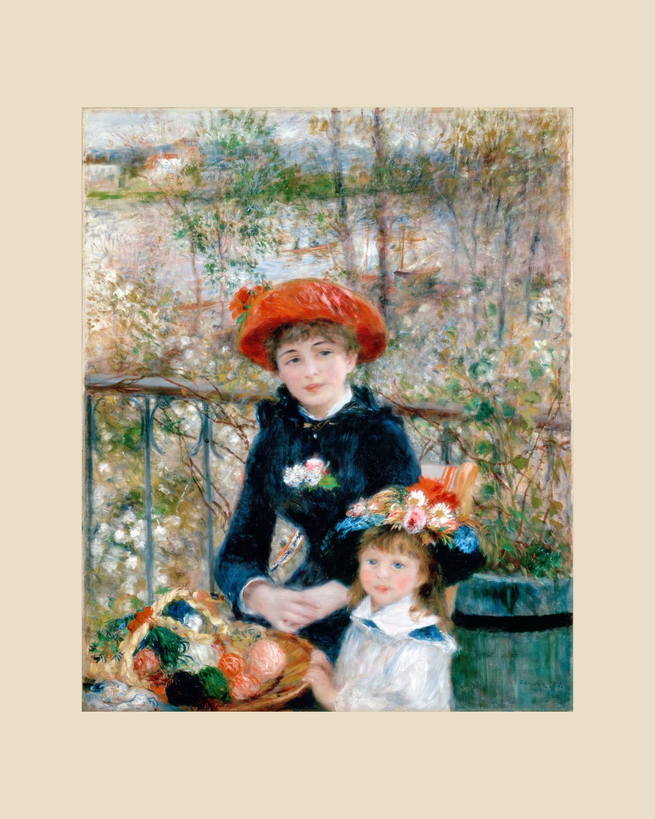Two Sisters (On the Terrace), beige border