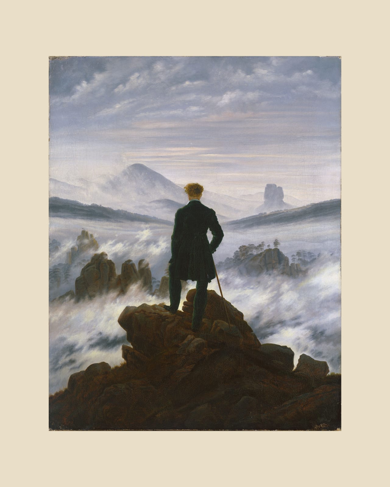 Wanderer above the Sea of Fog, beige border
