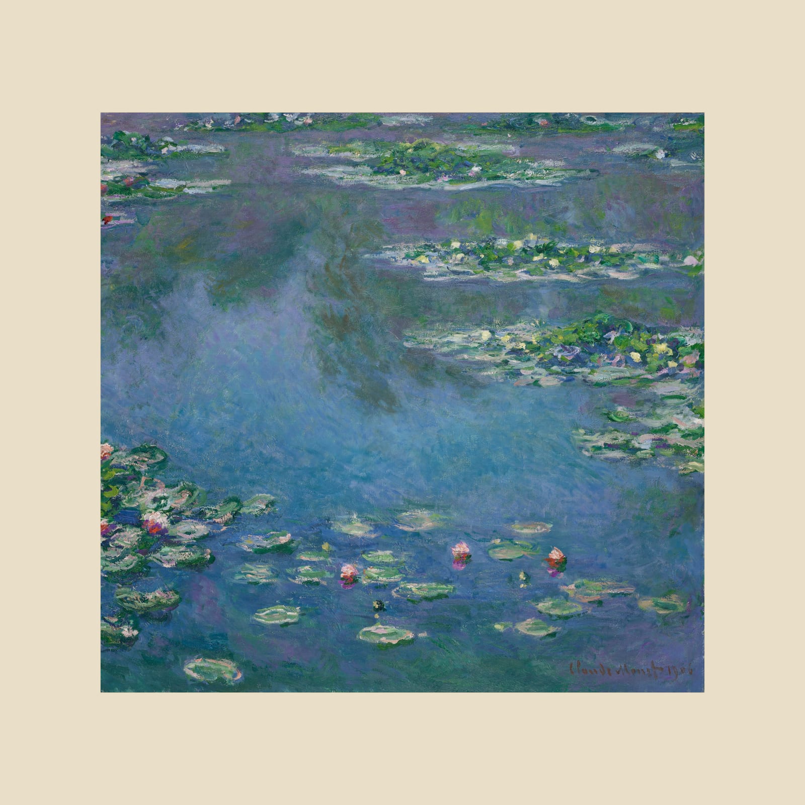 Water Lilies, beige border